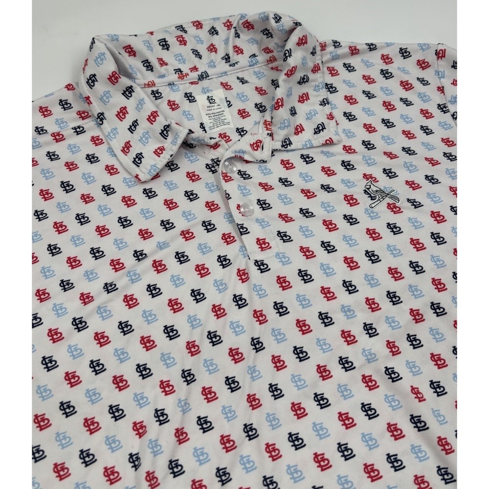 St. Louis Cardinals Men's XL Polyester White MLB Performance Stretch Polo